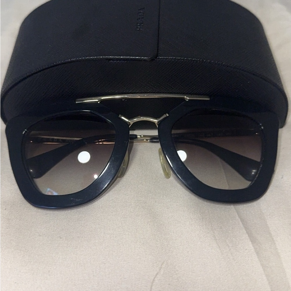 Prada Black and Gold Square Sunglasses